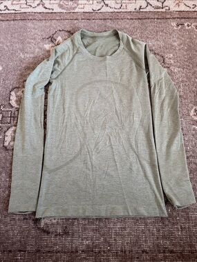 Lululemon Light Olive Green Long Sleeve workout Top